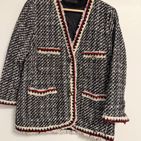 Zara Tweed Jacket Blazer - Picture 6 of 8